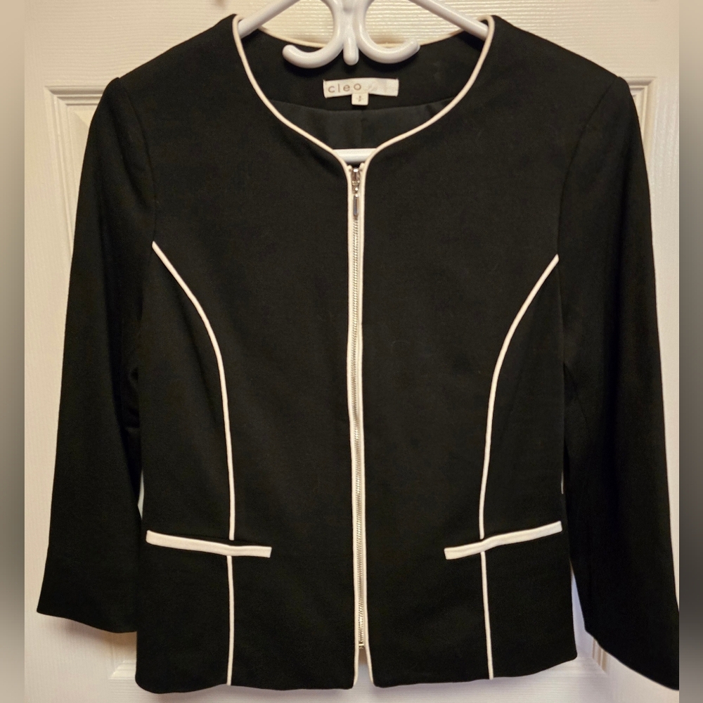 Cleo Black and White Blazer with Structured Design